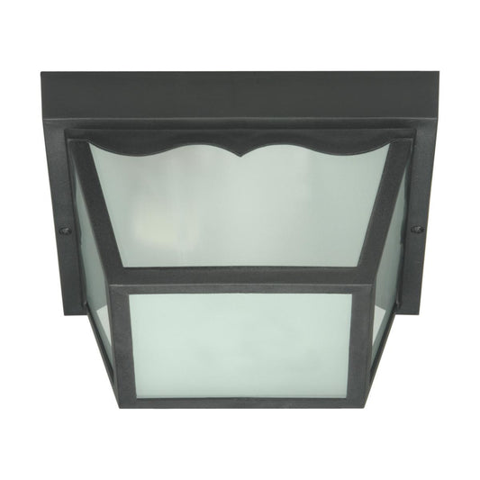 2 Light - 10'' Carport Flush with Frosted Acrylic Panels - Black Finish - Satco SF77-891