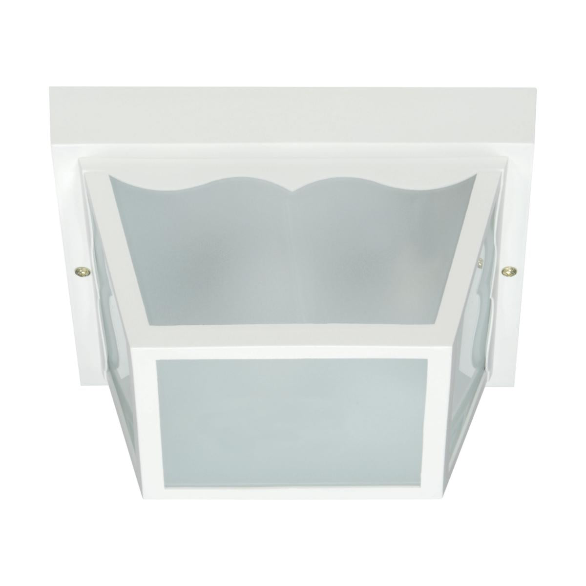 2 Light - 10'' Carport Flush with Frosted Acrylic Panels - White Finish - Satco SF77-879