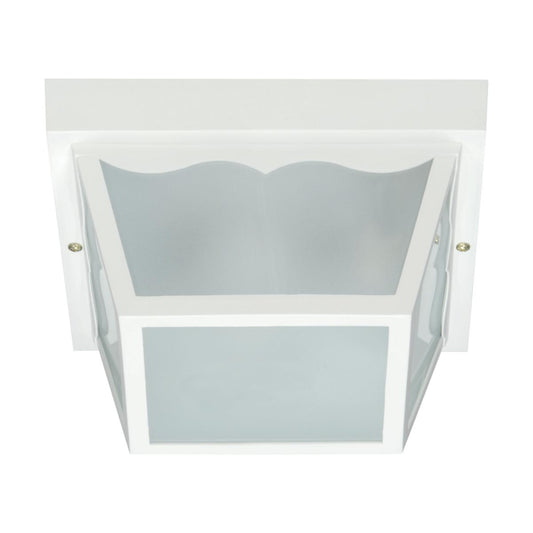 2 Light - 10'' Carport Flush with Frosted Acrylic Panels - White Finish - Satco SF77-879
