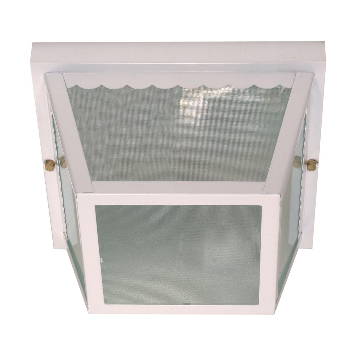 2 Light - 10" Carport Flush with Textured Frosted Glass - White Finish - Satco 60-470
