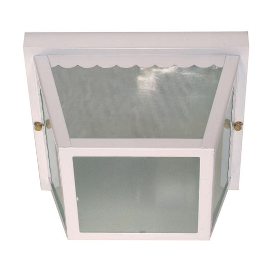 2 Light - 10" Carport Flush with Textured Frosted Glass - White Finish - Satco 60-470