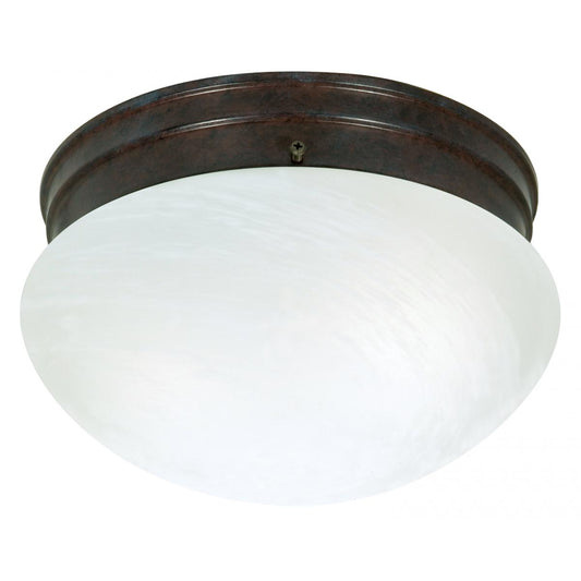2 Light - 10" Flush with Alabaster Glass - Old Bronze Finish - Satco SF76-673