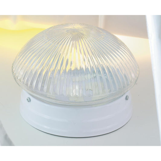 2 Light - 10" Flush with Clear Ribbed Glass - White Finish - Satco SF76-253
