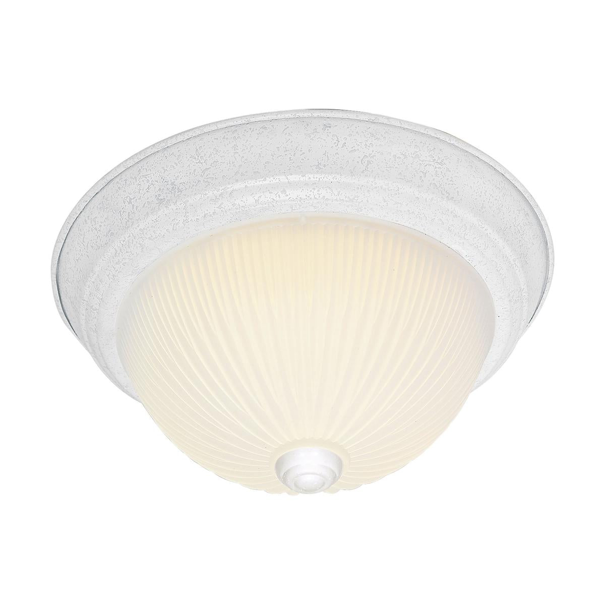 2 Light - 11" Flush with Frosted Ribbed - Textured White Finish - Satco SF76-131