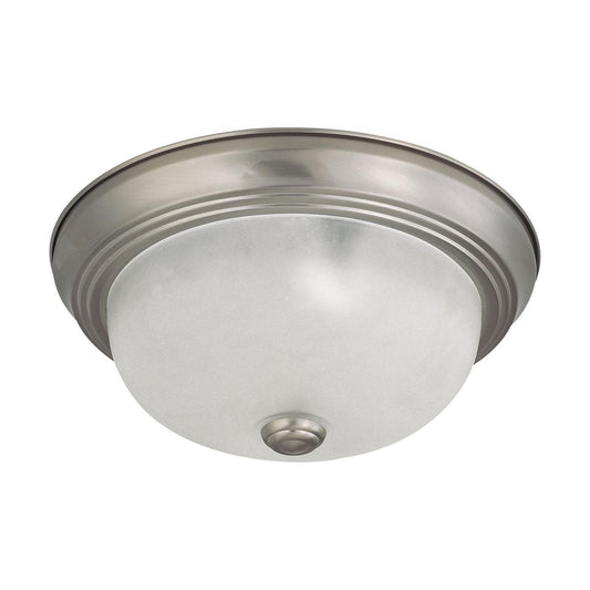 2 Light - 11" Flush with Frosted White Glass - Brushed Nickel Finish - Satco 60-3261