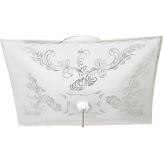 2 Light - 12" - Ceiling Fixture - Square Floral / with Pull Chain - Color retail packaging - Satco 60-6113