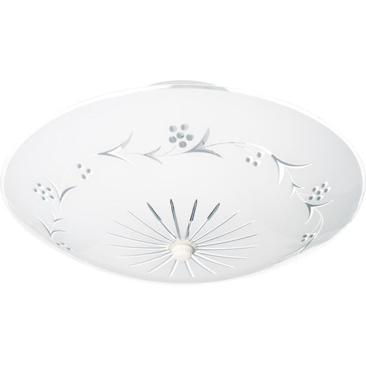 2 Light - 12" Flush with Round Grape Glass - White Finish - Satco SF76-268