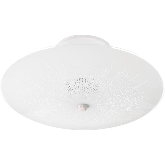 2 Light - 12" Flush with Round Sunburst Glass - White Finsh - Satco SF76-269