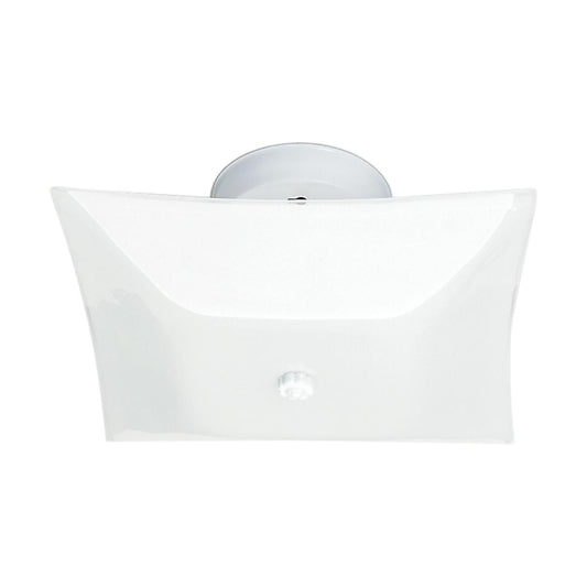 2 Light - 12" Flush with White Square Glass - White Finish - Satco SF77-824