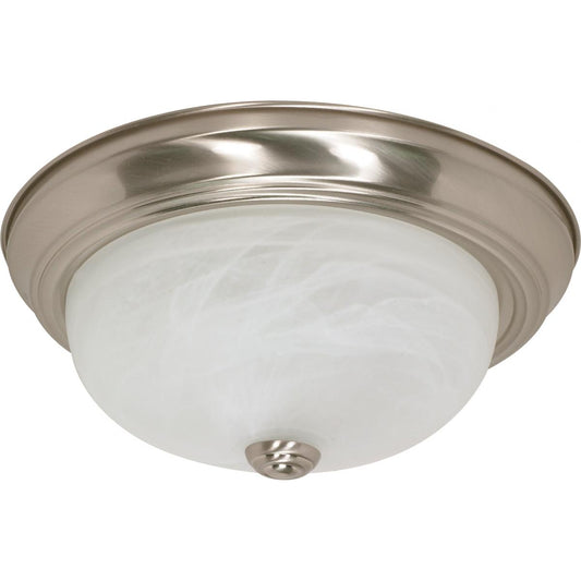 2 Light - 13" - Flush Mount - Alabaster Glass - Color retail packaging - Satco 60-6001