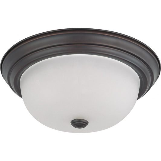 2 Light 13" Flush Mount with Frosted White Glass - Color retail packaging - Satco 60-6011