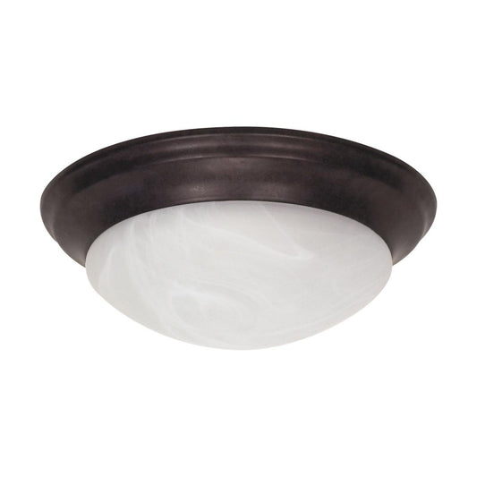 2 Light - 14" Flush with Alabaster Glass - Old Bronze Finish - Satco 60-281