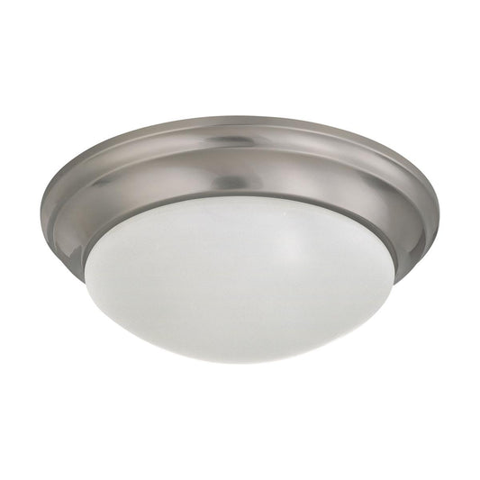 2 Light - 14" Flush with Frosted White Glass - Brushed Nickel Finish - Satco 60-3272