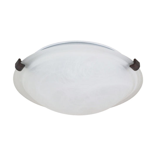 2 Light - 16" Flush with Alabaster Glass - Old Bronze Finish - Satco 60-273