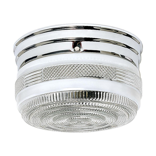 2 Light - 8" - Flush Mount - Medium Crystal / White Drum - Color retail packaging - Satco 60-6027