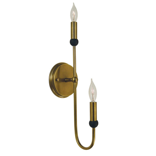 2-Light Antique Brass/Matte Black Nicole Sconce - 4792 AB/MBLACK by Framburg