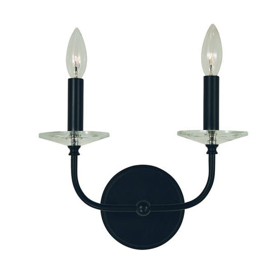 2-Light Matte Black Ashley Wall Sconce - L1162 MBLACK by Framburg