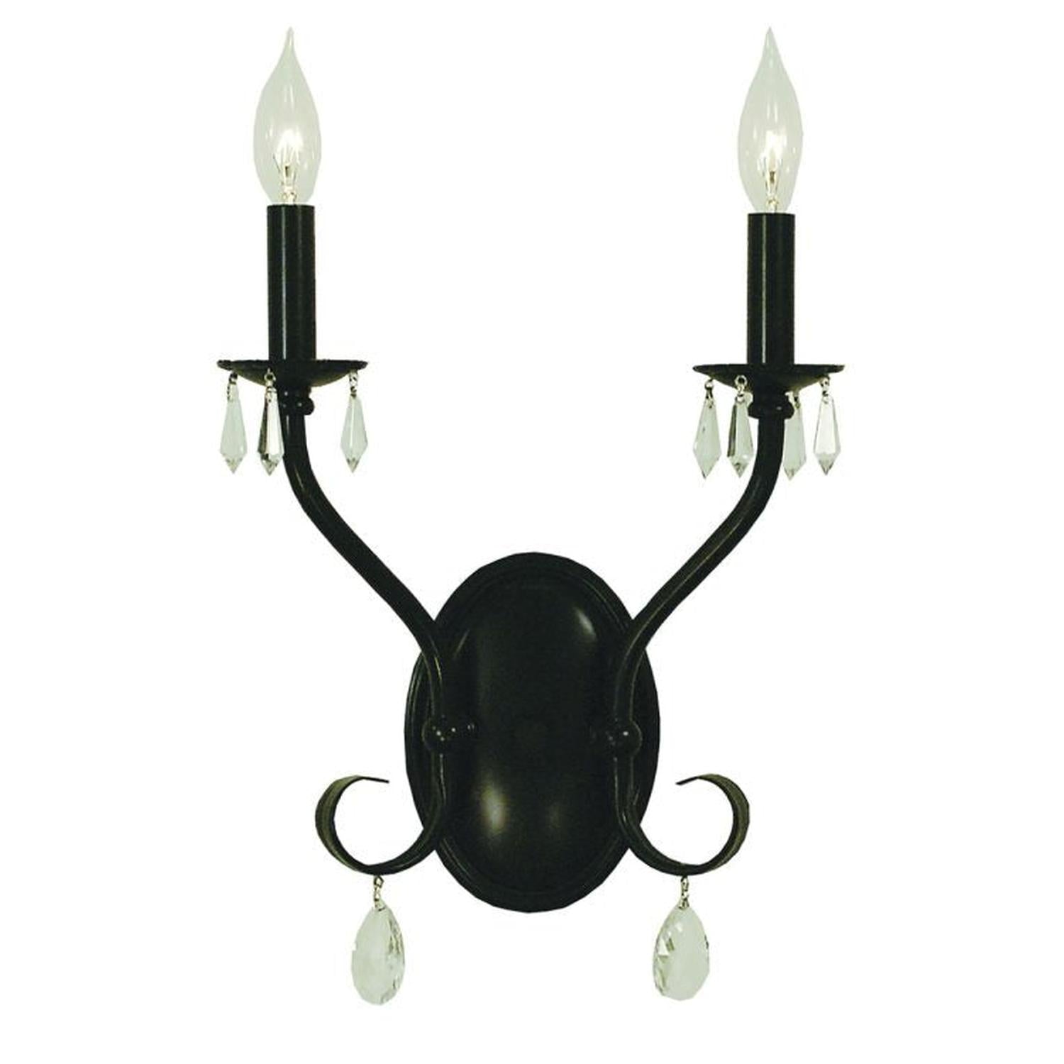 2-Light Matte Black Liebestraum Sconce - 2992 MBLACK by Framburg