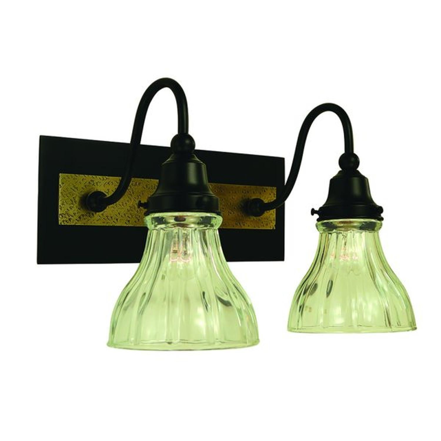 2-Light Matte Black/Antique Brass Accent Sconce - 5612 MBLACK/AB by Framburg