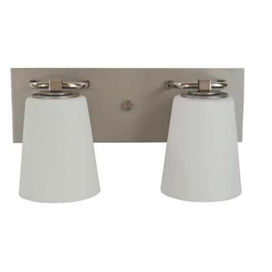 2-Light Satin Pewter/Polished Nickel/White Glass Mercer Bath Sconce - 4852 SP/PN/WH by Framburg