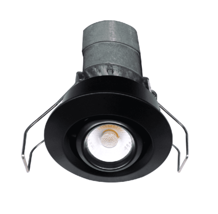 2" Round Gimbal Black Mini Recessed LED Ceiling Light - 6W - 3000K - 480 Lumens - 24V AC/DC by Lotus LED Lights