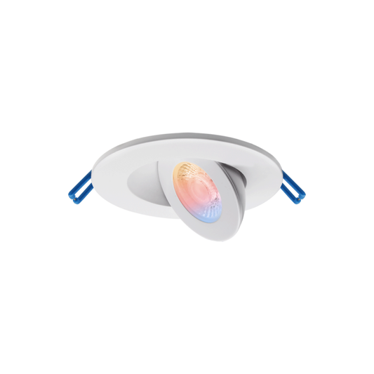 2" Round White Floating Gimbal Recessed LED Ceiling Light - 5 Watt - RGB + Tunable White - Smart WiFi + Bluetooth Control by Lotus LED Lights
