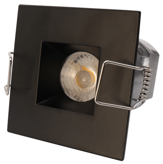 2" Square Black Mini Recessed LED Ceiling Light - 6W - 3000K - 480 Lumens - 24V AC/DC - 1/4" Trim by Lotus LED Lights