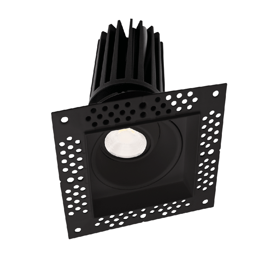 2" Square Trimless Black Gimbal Recessed LED Ceiling Light - 11 Watt - Dim to Warm 3000-1800K - 900 Lumens by Lotus LED Lights