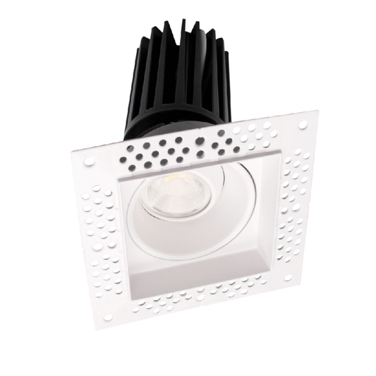 2" Square Trimless White Gimbal Recessed LED Ceiling Light - 11 Watt - Dim to Warm 3000-1800K - 900 Lumens by Lotus LED Lights