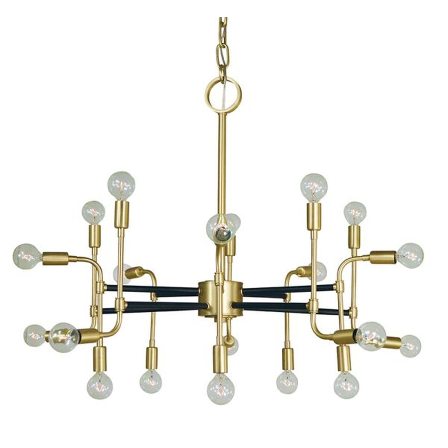 20-Light Satin Brass/Matte Black Fusion Chandelier - 3050 SB/MBLACK by Framburg