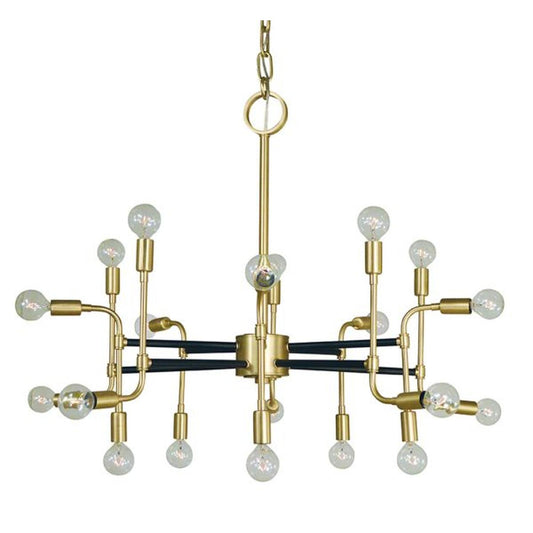 20-Light Satin Brass/Matte Black Fusion Chandelier - 3050 SB/MBLACK by Framburg