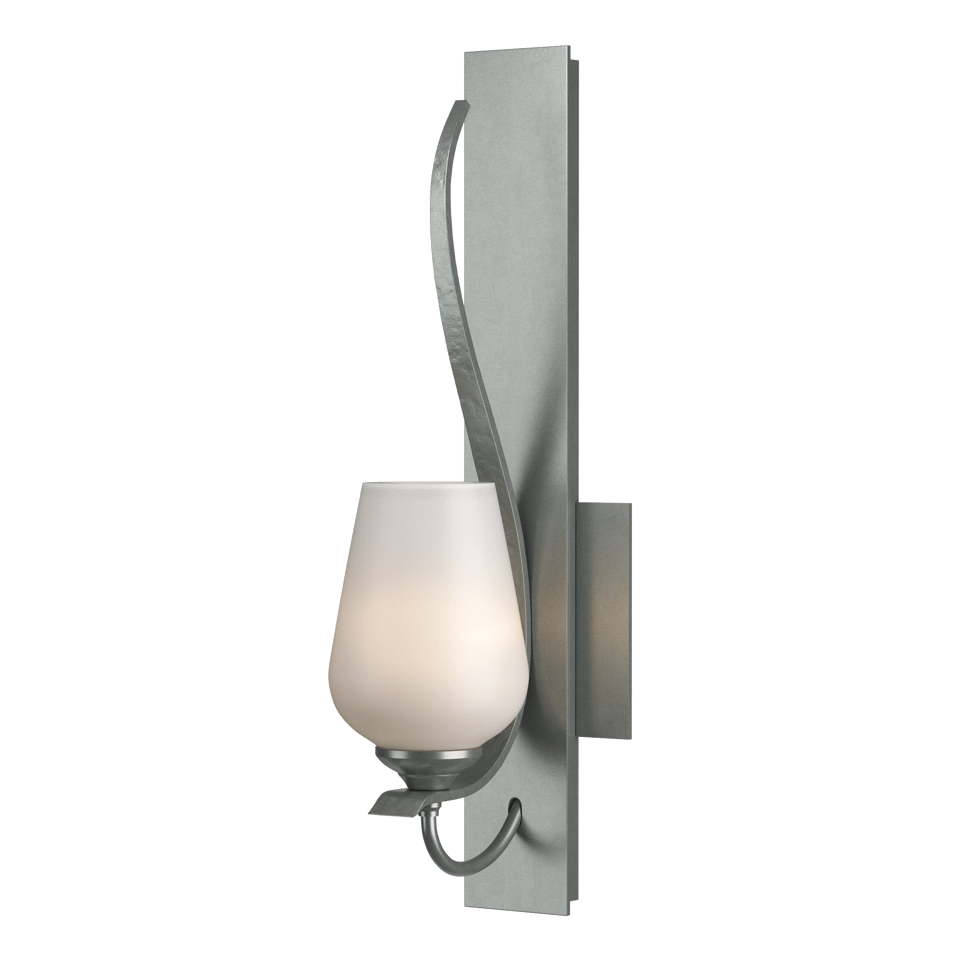 Flora Sconce by Hubbardton Forge, Handcrafted Steel Wall Light with Dimmable Opal Glass Shade