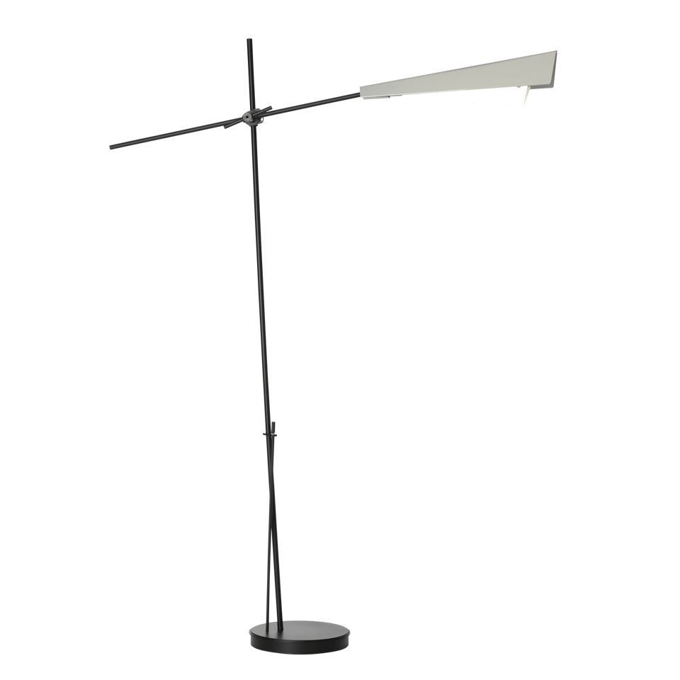 Hubbardton Forge Vertex Floor Lamp, Dimmable White Art Glass Shade, Elegant Origami-Inspired Design