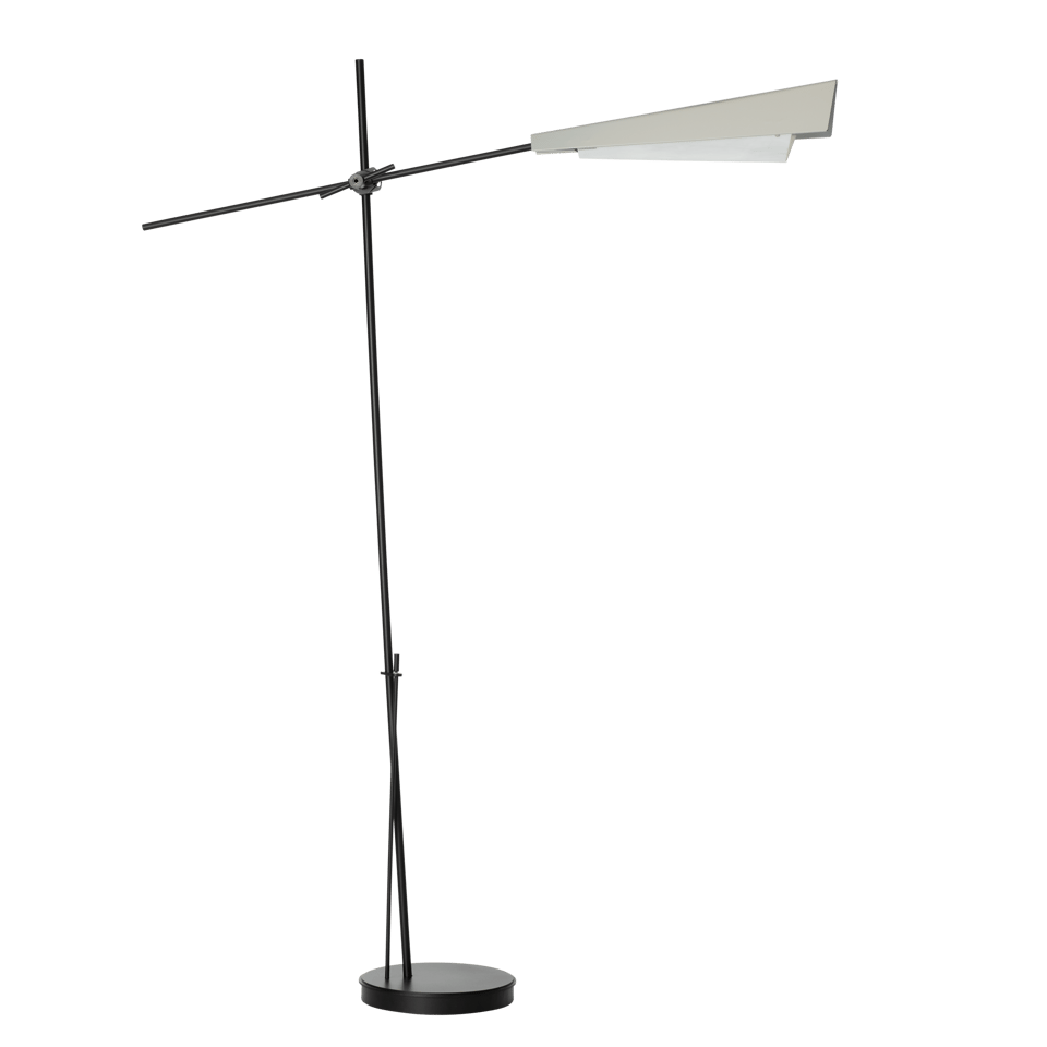 Hubbardton Forge Vertex Floor Lamp, Dimmable White Art Glass Shade, Elegant Origami-Inspired Design