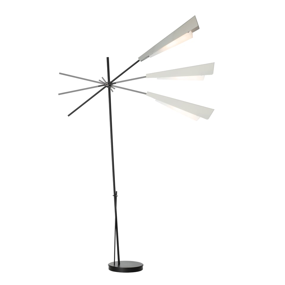 Hubbardton Forge Vertex Floor Lamp, Dimmable White Art Glass Shade, Elegant Origami-Inspired Design