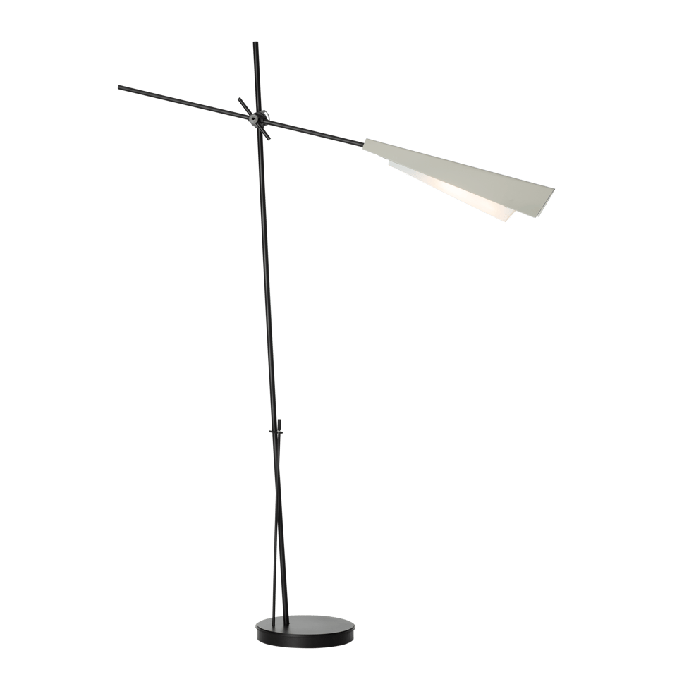 Hubbardton Forge Vertex Floor Lamp, Dimmable White Art Glass Shade, Elegant Origami-Inspired Design