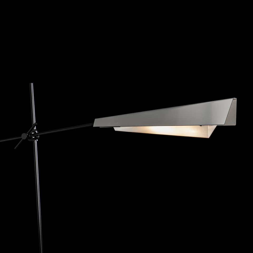 Hubbardton Forge Vertex Floor Lamp, Dimmable White Art Glass Shade, Elegant Origami-Inspired Design