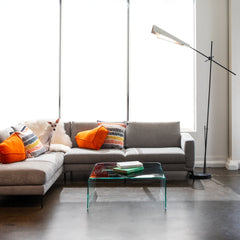 Hubbardton Forge Vertex Floor Lamp, Dimmable White Art Glass Shade, Elegant Origami-Inspired Design