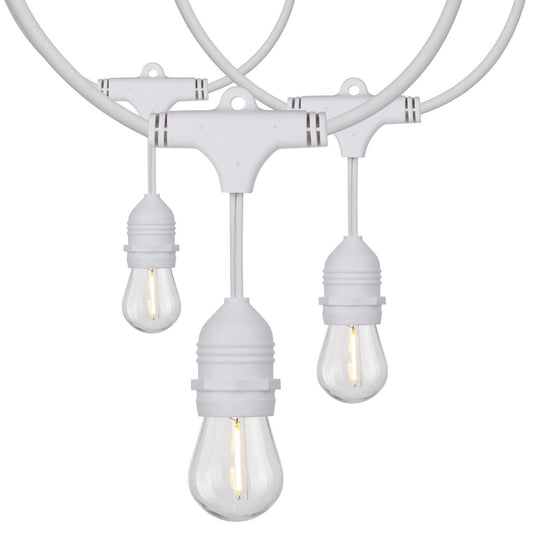 24Ft - LED String Light - Includes 12-S14 bulbs - 2200K - White Cord - Satco S8038