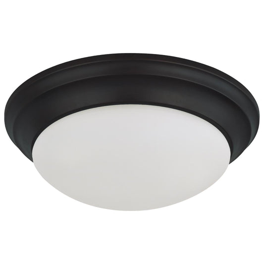 25W - Flush Mount Twist & Lock Fixture - LED - 14 in - Matte Black Finish - Frosted Glass - Satco 62-689