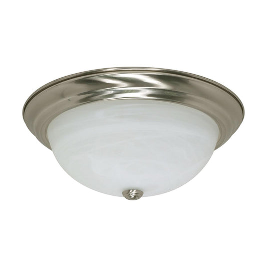3 Light - 15" Flush with Alabaster Glass - Brushed Nickel Finish