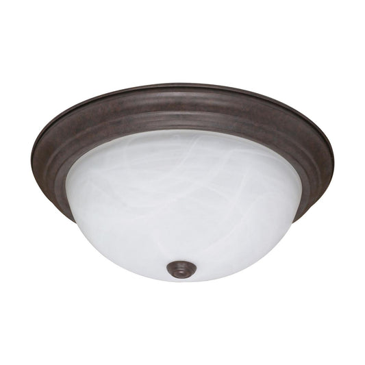 3 Light - 15" Flush with Alabaster Glass - Old Bronze Finish