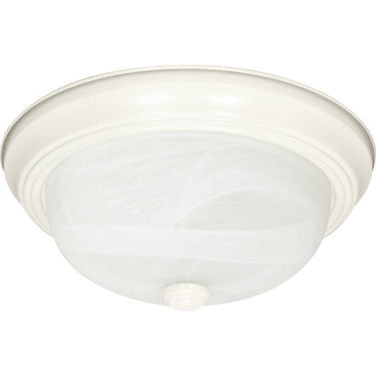 3 Light - 15" Flush with Alabaster Glass - Textured White Finish