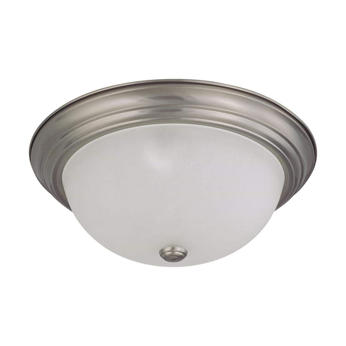 3 Light - 15" Flush with Frosted White Glass - Brushed Nickel Finish - Satco 60-3263