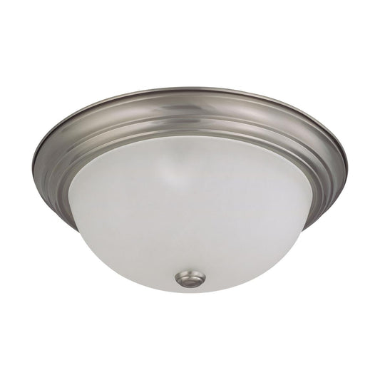 3 Light - 15" Flush with Frosted White Glass - Brushed Nickel Finish - Satco 60-3263