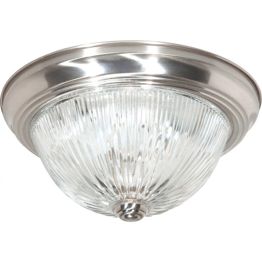 3 Light - 15" Flush with Ribbed Glass - Brushed Nickel Finish - Satco SF76-611