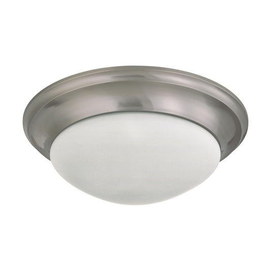 3 Light - 17" Flush with Frosted White Glass - Brushed Nickel Finish - Satco 60-3273