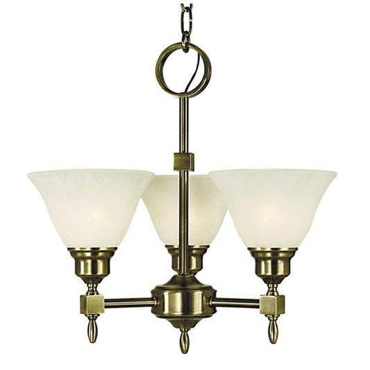 3-Light Antique Brass Taylor Dinette Chandelier - 2438 AB/WH by Framburg