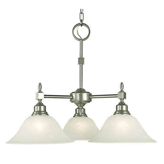 3-Light Brushed Nickel Taylor Dinette Chandelier - 2439 BN/WH by Framburg