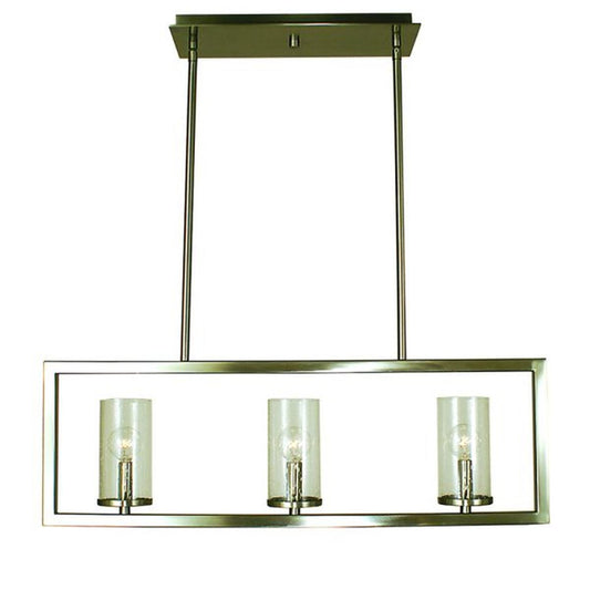 3-Light Brushed Nickel Theorem Island Chandelier - 1153 BN by Framburg